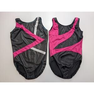 2 Dancina Girls Gymnastics Dance leotard Size 12 Black Pink